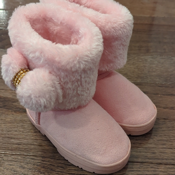 Cute Pink Toddler Boots with Gold‎ Bow size 7 - Picture 8 of 8